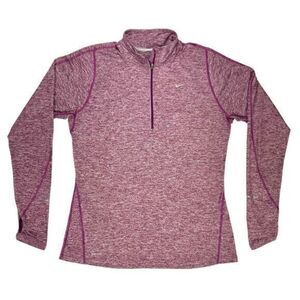 Nike Dri-Fit Track Jacket Womens L Burgundy Quarter Zip Athletic Running Pull On